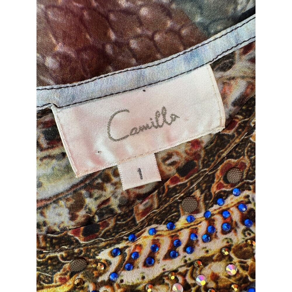 Camilla Swarovski Crystals 100% Silk Sleeveless Gorgeous Top Size 1 Small Excell - Picture 10 of 14